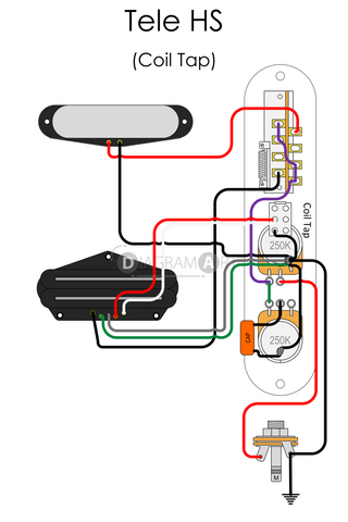 Electric Guitar Wiring: Tele HS (Coil Tap) [Electric Circuit] , Free Sketch - DIAGRAMART AUTHOR, DiagramArt
