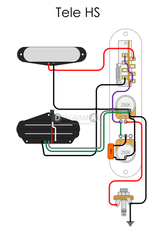 Electric Guitar Wiring: Tele HS [Electric Circuit] , Free Sketch - DIAGRAMART AUTHOR, DiagramArt
