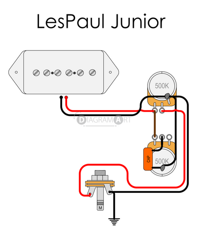 Electric Guitar Wiring: LesPaul Junior [Electric Circuit] , Free Sketch - DIAGRAMART AUTHOR, DiagramArt
