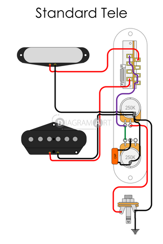 Electric Guitar Wiring: Standard Tele [Electric Circuit] , Free Sketch - DIAGRAMART AUTHOR, DiagramArt

